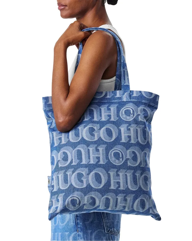 HUGO BOSS Roselyn" Tragetasche, Rundum bedruckt, Denim (Blau Blau