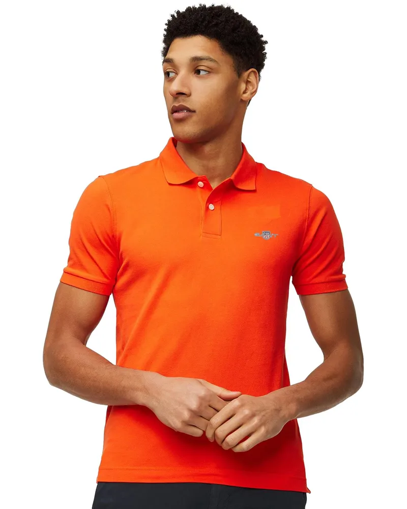Gant Herren Kurzarm Pique Polo Shirt Orange