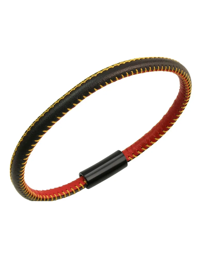 ZEEme Edelstahlarmband mit Lederband, Deutschland-Farben, 19 cm - Mehrfarbig Mehrfarbig