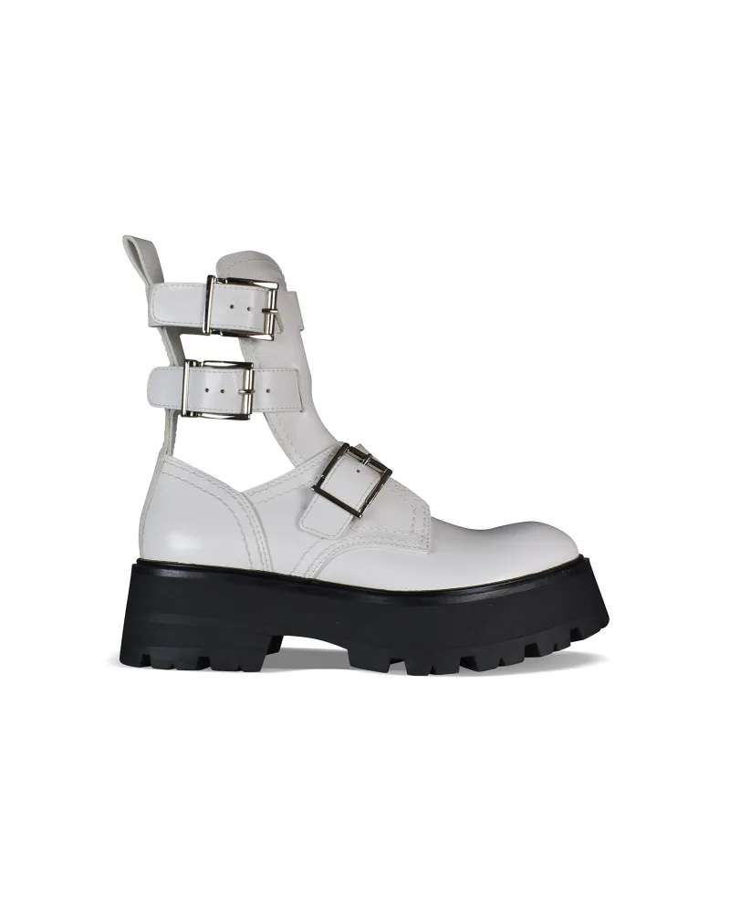 Alexander McQueen Rave Buckle Stiefeletten Weiß Weiß