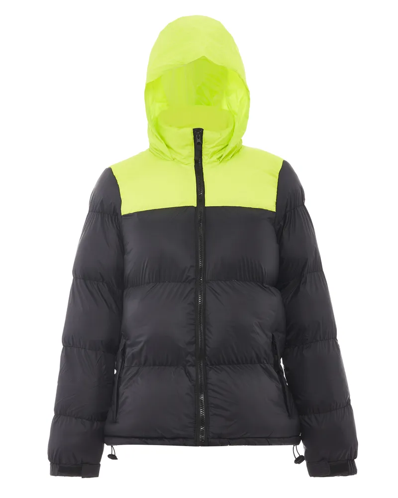 My Mo Wattierte Steppjacke Damen Schwarz Saure Limette Schwarz