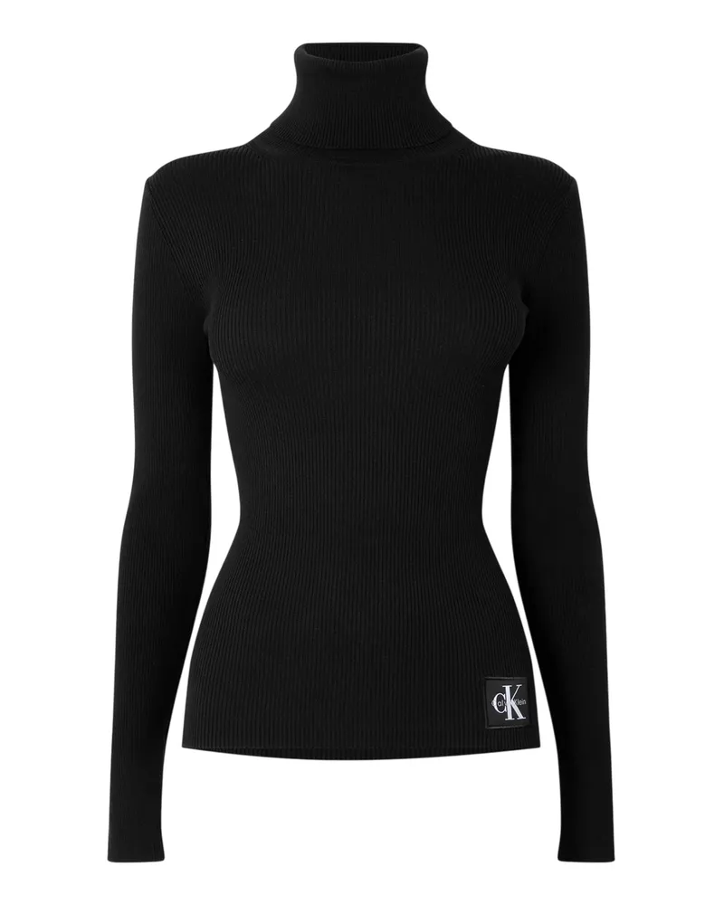 Calvin Klein Pullover Top für Damen, Rollkragen, Schmal, Langärmlig (Schwarz Schwarz