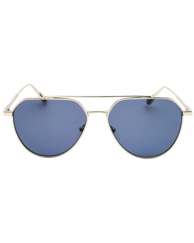 Calvin Klein Sonnenbrille mit silbernem Rahmen und blauen Gläsern - Blau Blau