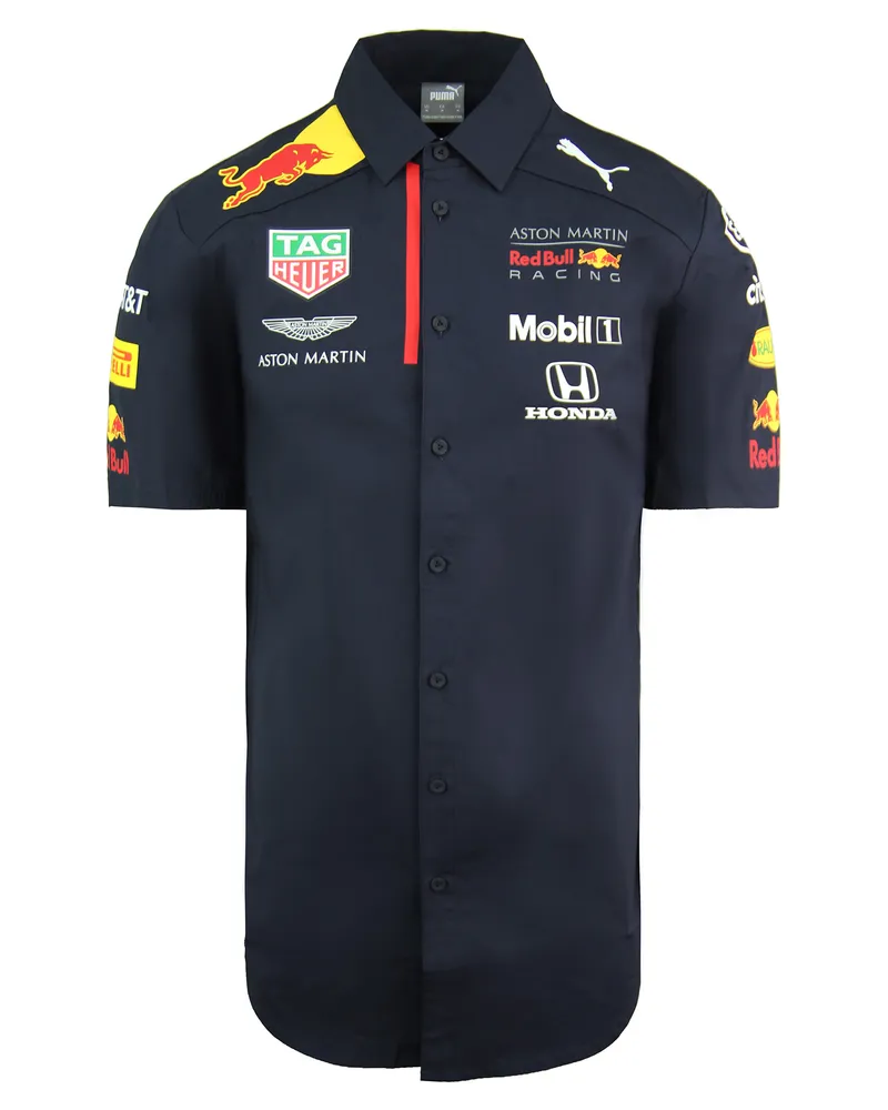 Puma Aston Martin Red Bull Racing Team F1 Kurzarm Herrenhemd 762883 01 Blau