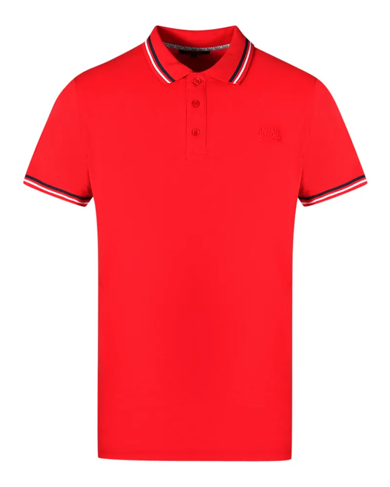 Roberto Cavalli Rot Polo-Shirt mit Doppelter Kragenkante Rot