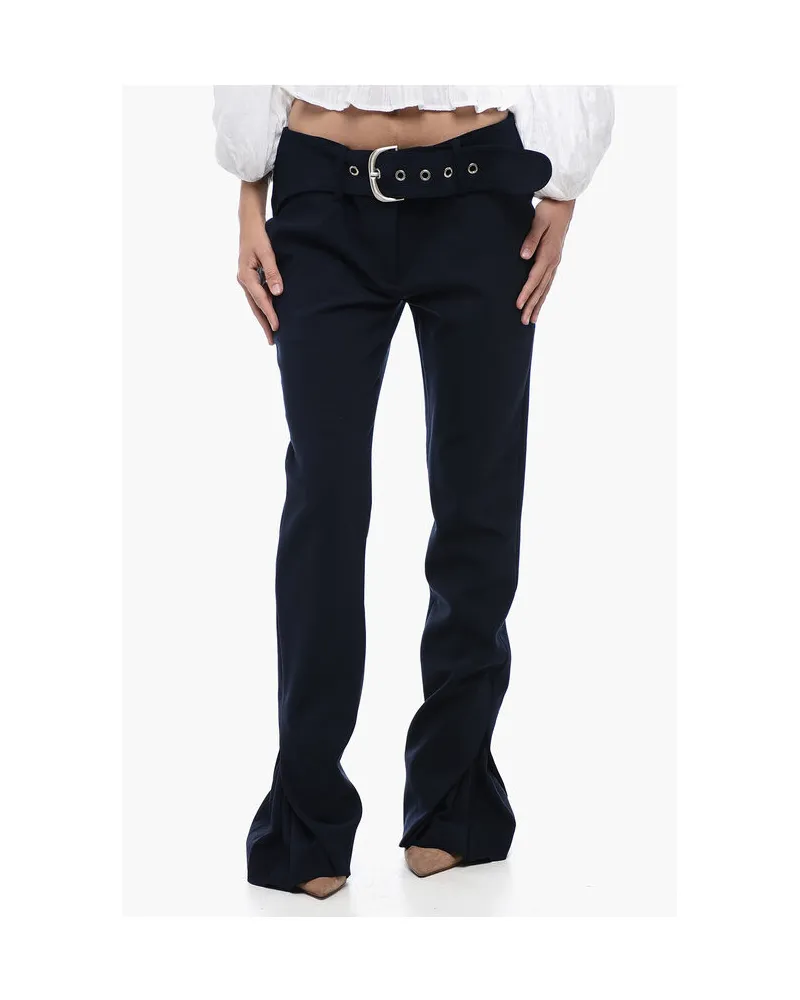 OFF-WHITE Low-Waist-Hose mit Plissee-Detail in Mitternachtsblau Dunkelblau