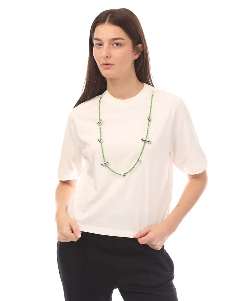 AMBUSH Einfarbiges STOPPERS Rundhals-T-Shirt mit abnehmbarer Kette in Weiß Weiß