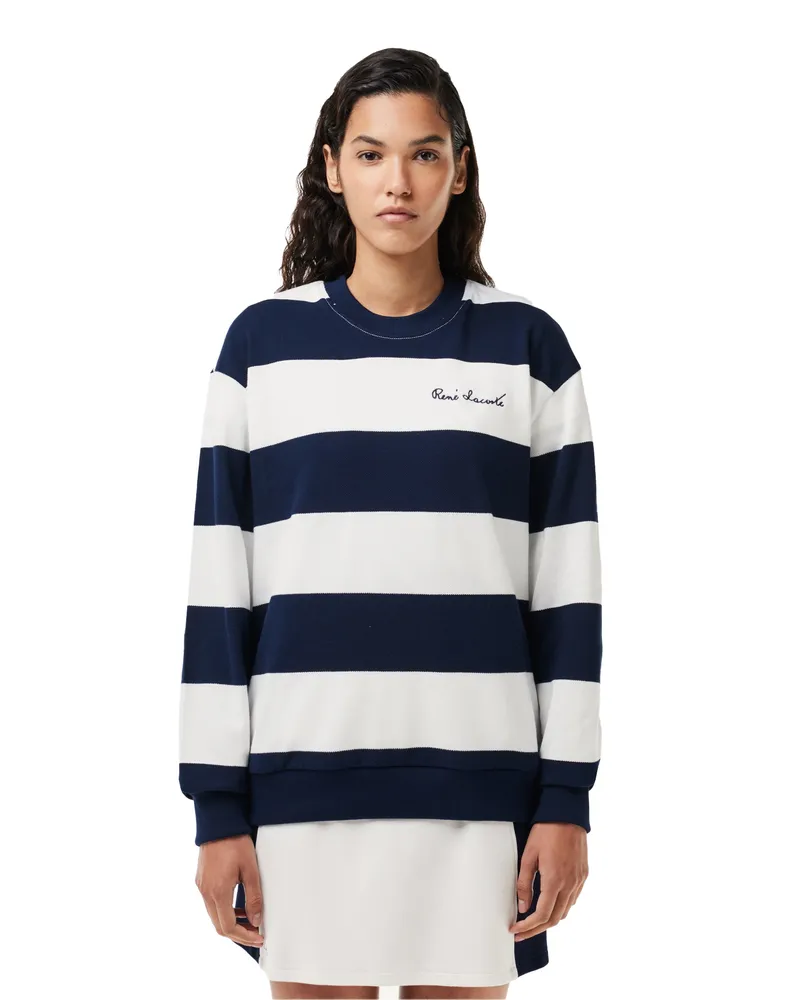 Lacoste French Made" Sweatshirt für Damen, Bio-Baumwolle, Übergroß (Cremefarbe Creme