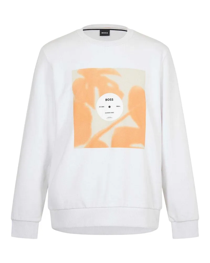 HUGO BOSS Soleri 88" Sweatshirt für Herren, Rundhalsausschnitt, gerippt (Weiß Weiß