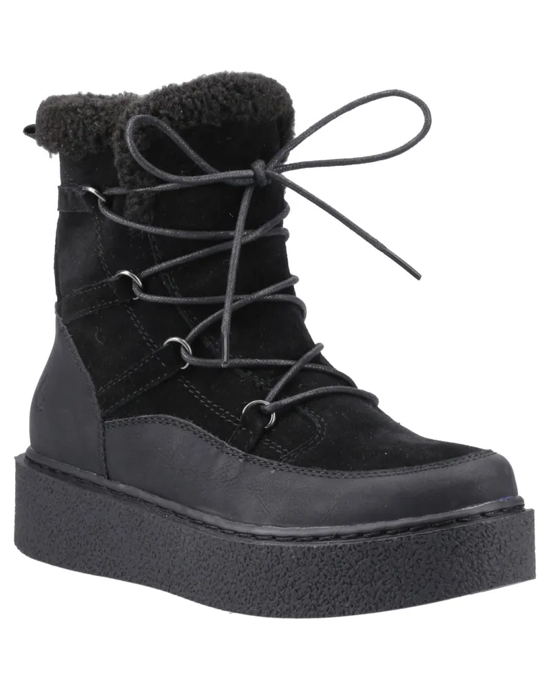 Hush Puppies Bronte Wildleder Damen Schwarz Winter Stiefeletten bis zur Kniehöhe Schwarz