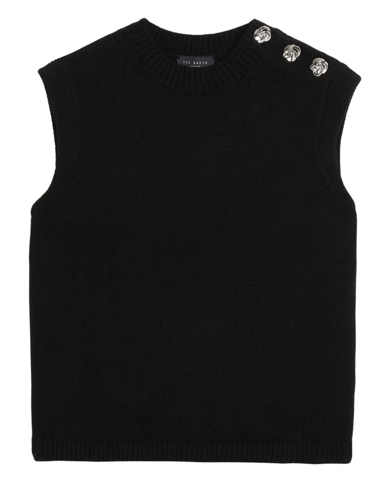Ted Baker Rondher Rose Button Crew Neck Tanktop - Schwarz Schwarz