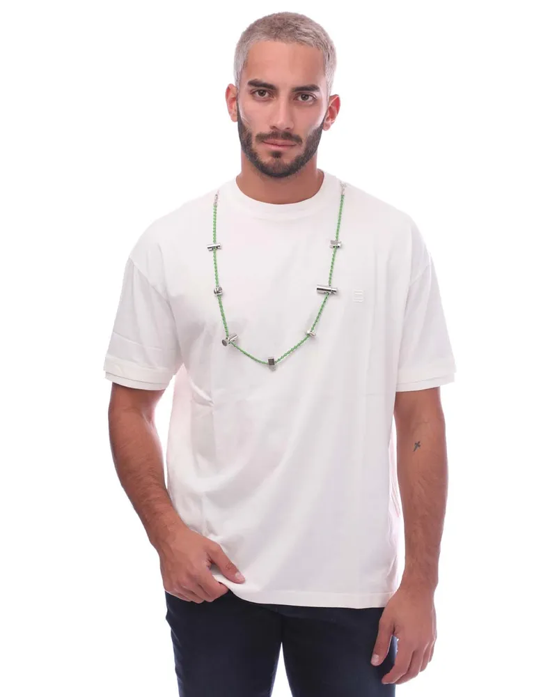 AMBUSH Baumwoll-Rundhals-T-Shirt mit abnehmbarer Halskette in Weiß Grün