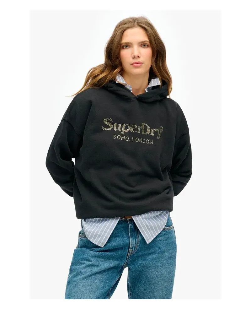 Superdry. Damen-Sweatshirt „Metal Schwarz