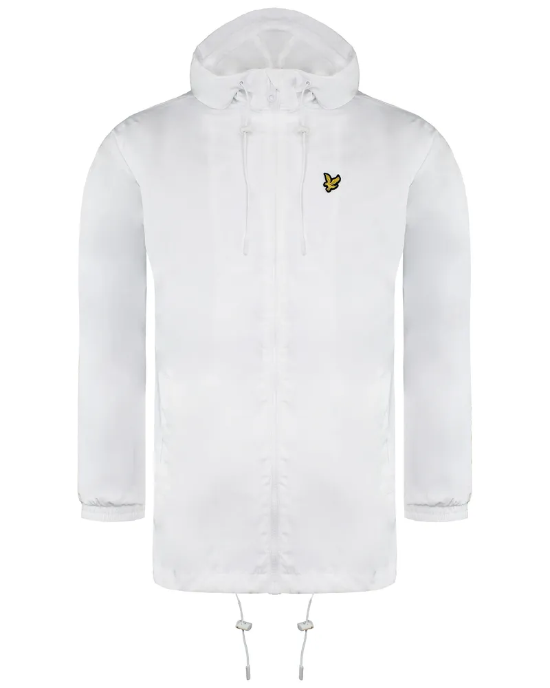Lyle & Scott Langärmelige winddichte Kapuzenjacke mit weißem Grafiklogo für Frauen JKW1200V 626 Weiß