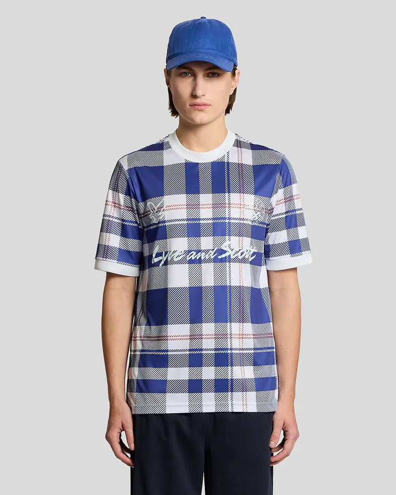 Lyle & Scott Sportliches Tartan-Karo Fußballshirt Blau