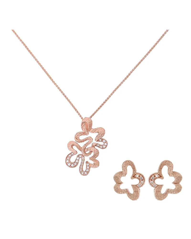 Orphelia Malenia' Damen 925 Sterling Silber Set: Kettenanhänger + Ohrringe - Rosé SET-7077/1 Rosé