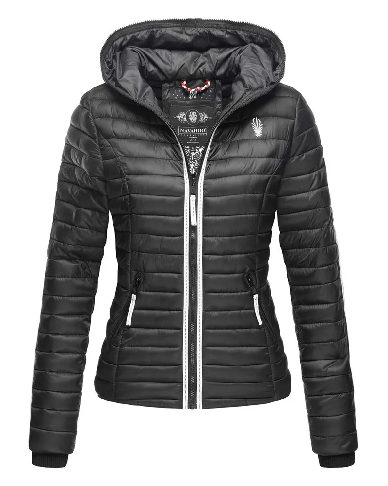 NAVAHOO Damen-Steppjacke Kimuk Princess, leicht, mit Kapuze - Schwarz Schwarz