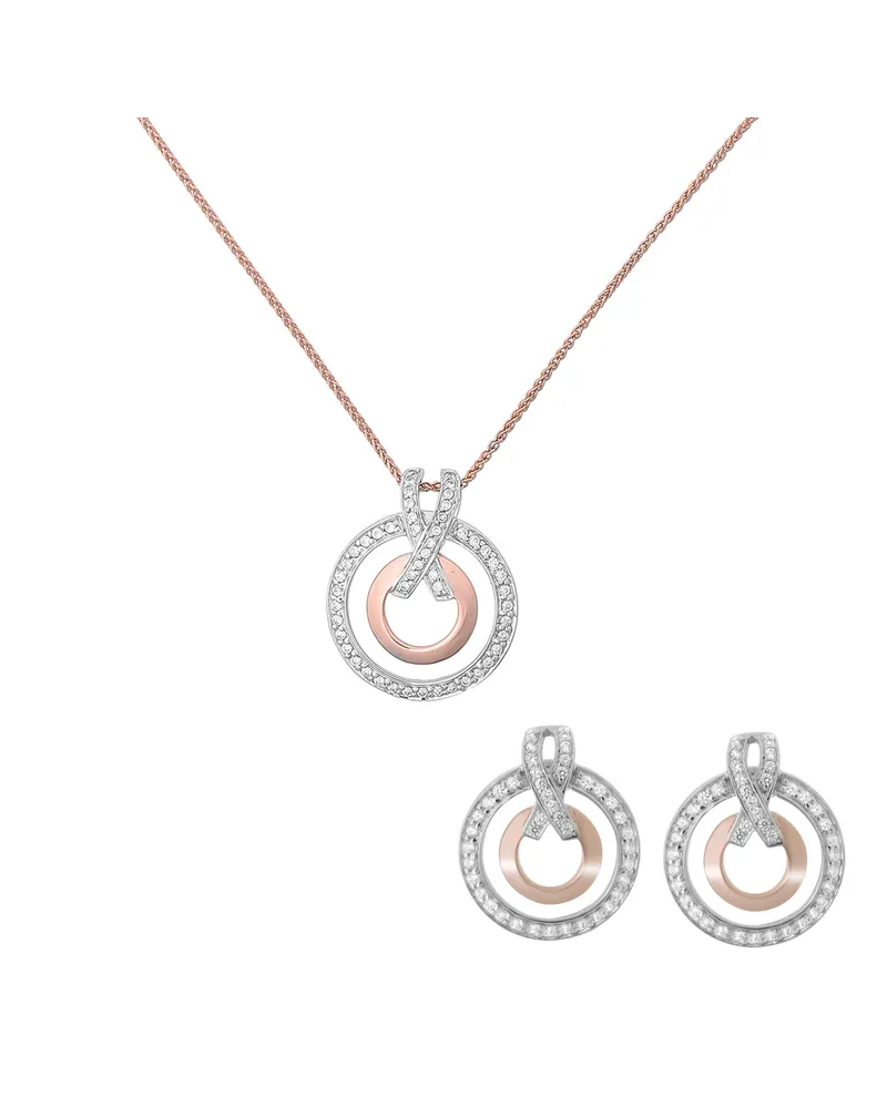 Orphelia Azalea' Damen 925 Sterling Silber Set: Kettenanhänger + Ohrringe - Silber/Rose SET-7095/1 Silber
