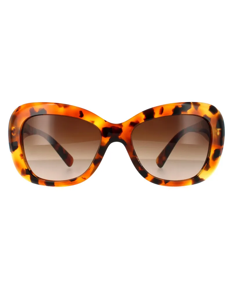 Versace Rectangle Womens Light Havana Brown Gradient Sonnenbrille Braun