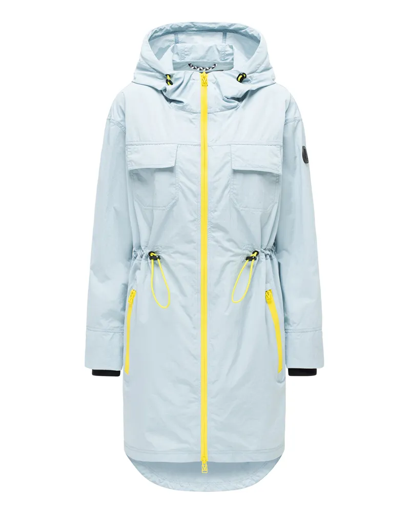Marikoo Damen Mantel Übergangsjacke Trüffelbonbon mit Kapuze Blau