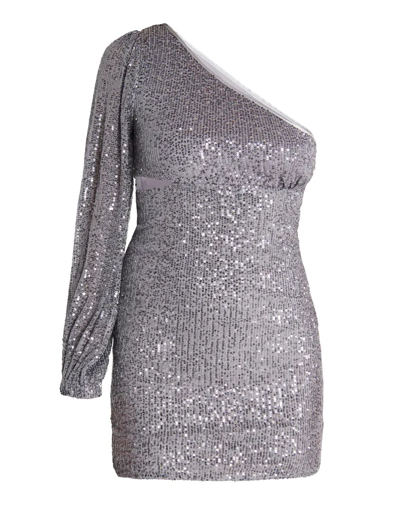 FAINA One-Shoulder-Minikleid Damen grau silber Silber