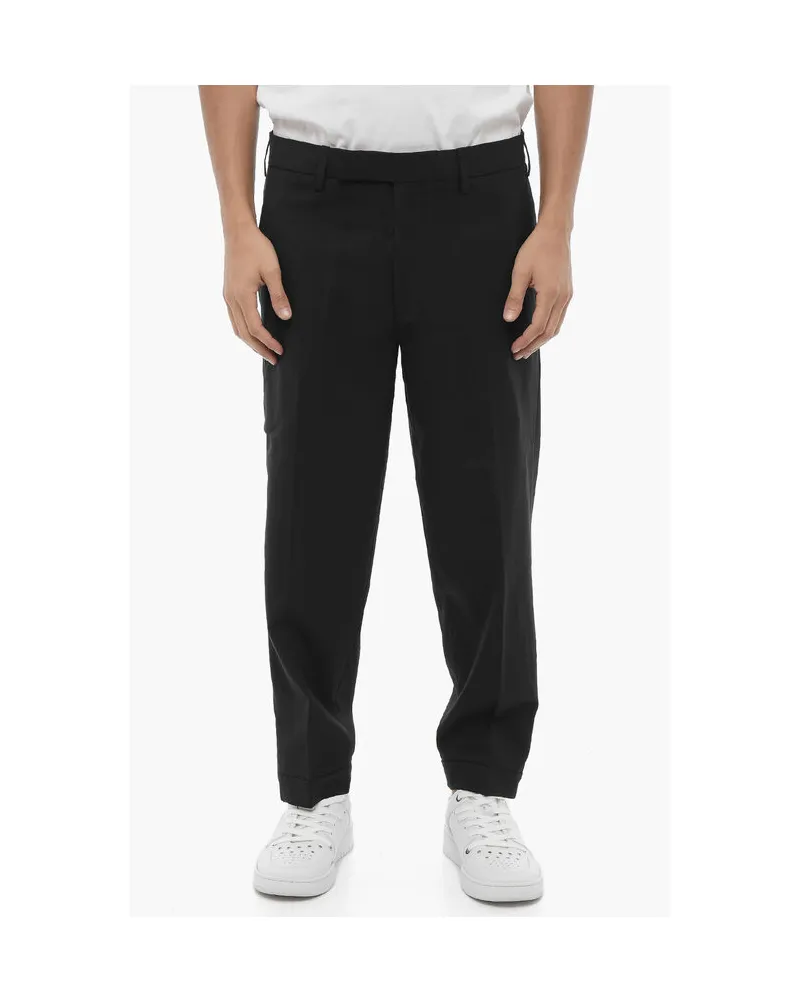 Neil Barrett Einfarbige Slim Fit-Chinohose mit verstellbarem Knöchel in Schwarz Schwarz