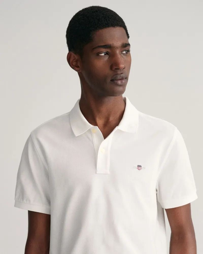Gant Regular Shield Pique Polo Poloshirt Weiß