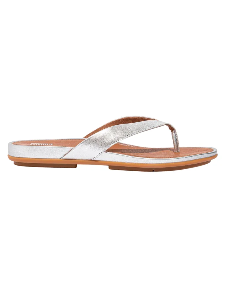 FitFlop Gracie" Flipflops für Damen, Leder, Flach (Silber Silber