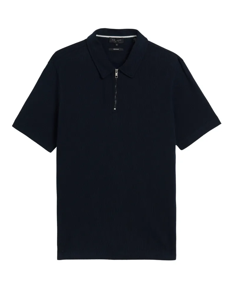 Ted Baker Elgrave Regular Strukturiertes Halbzip-polohemd In Marineblau Schwarz