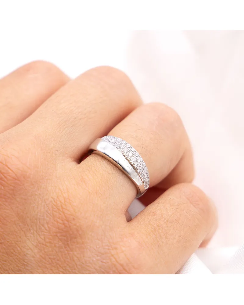 ZEEme Silber Ring Silber 925 rhodiniert mit Zirkonia weiß Silber