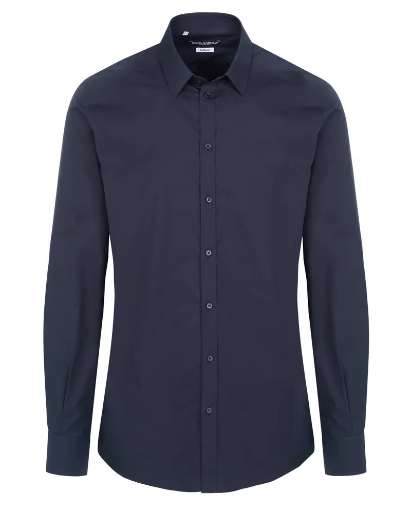 Dolce & Gabbana Gold Collection Hemd Marineblau Blau