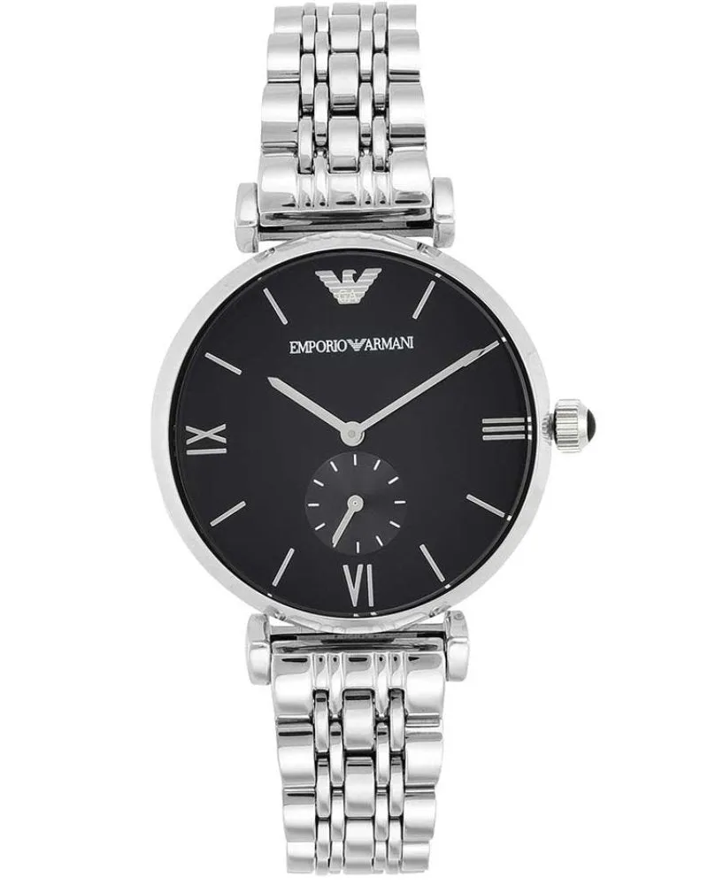 Emporio Armani AR1676 Schwarzes Zifferblatt Herrenuhr Silber