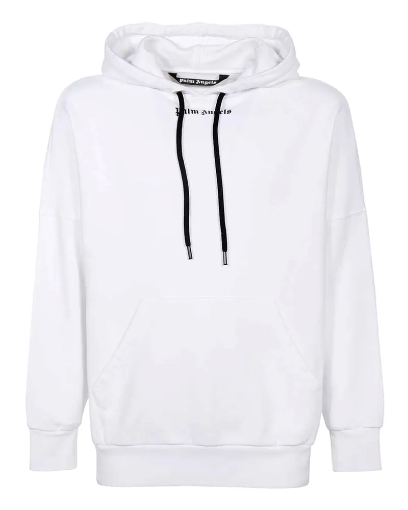 Palm Angels Klassisches Logo Weißer Hoodie in Übergröße Weiß