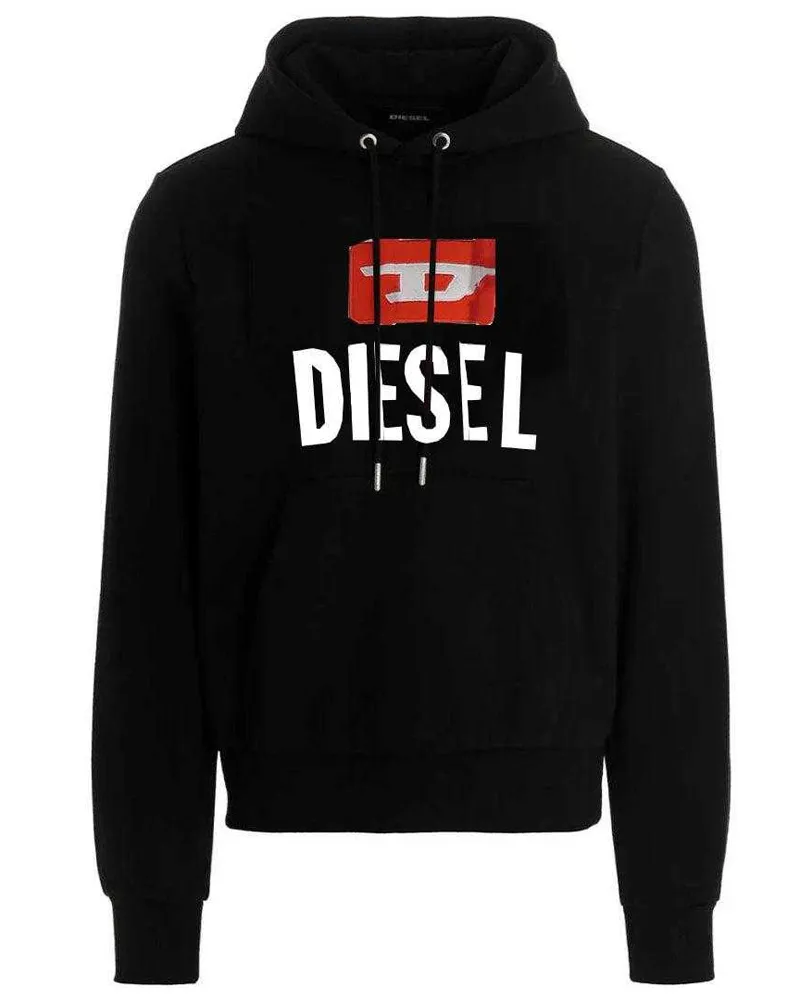 Diesel New D" Kapuzenpullover für Herren, Baumwollmischung (Schwarz Schwarz