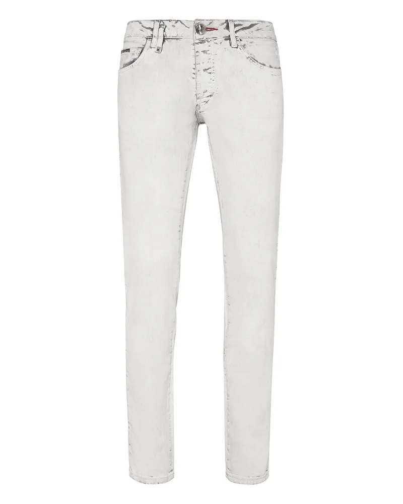 Philipp Plein Jeans Straight Cut Skull&Bones - Weiß Weiß