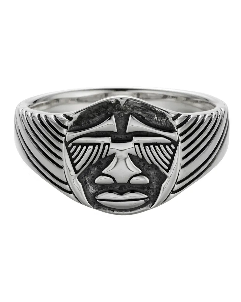 cai Ring 925/- Sterling Silber oxidiert Maske Afrika Silber