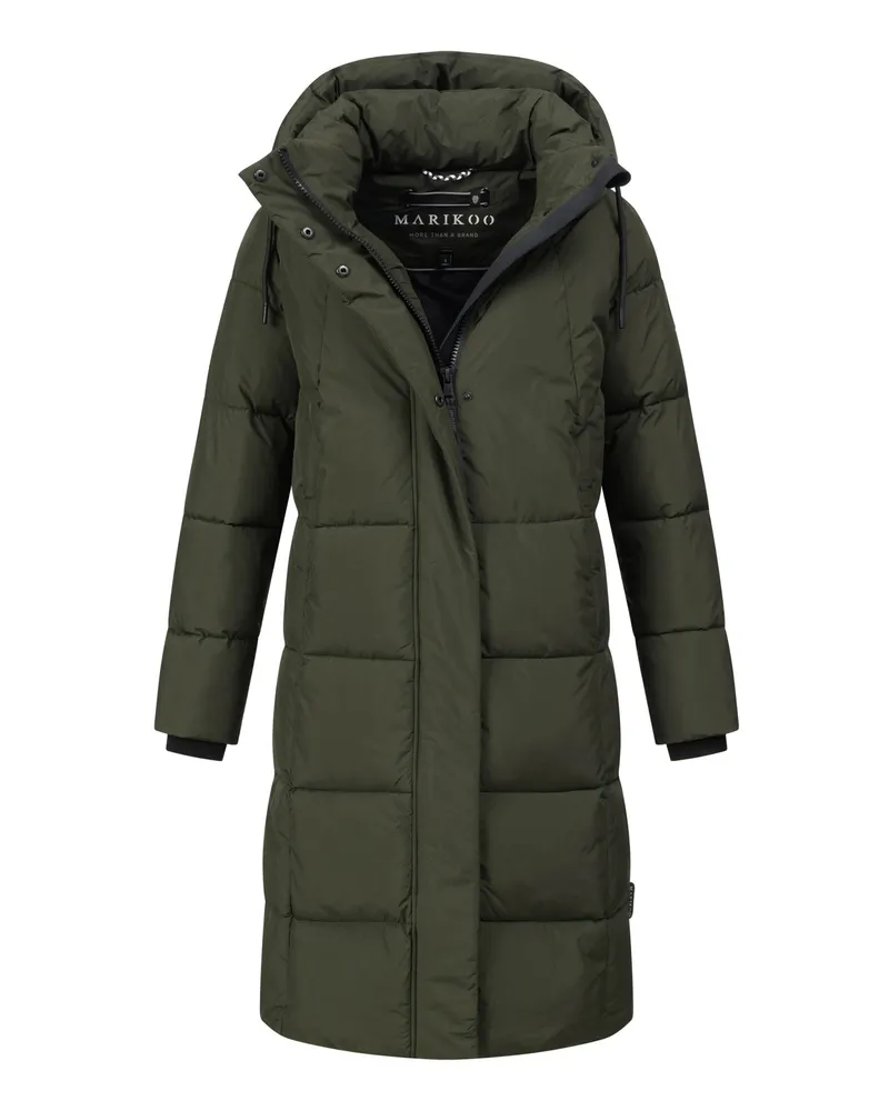 Marikoo Damen Winter Steppmantel Tabiaa XVI mit Kapuze & Fleece Grün