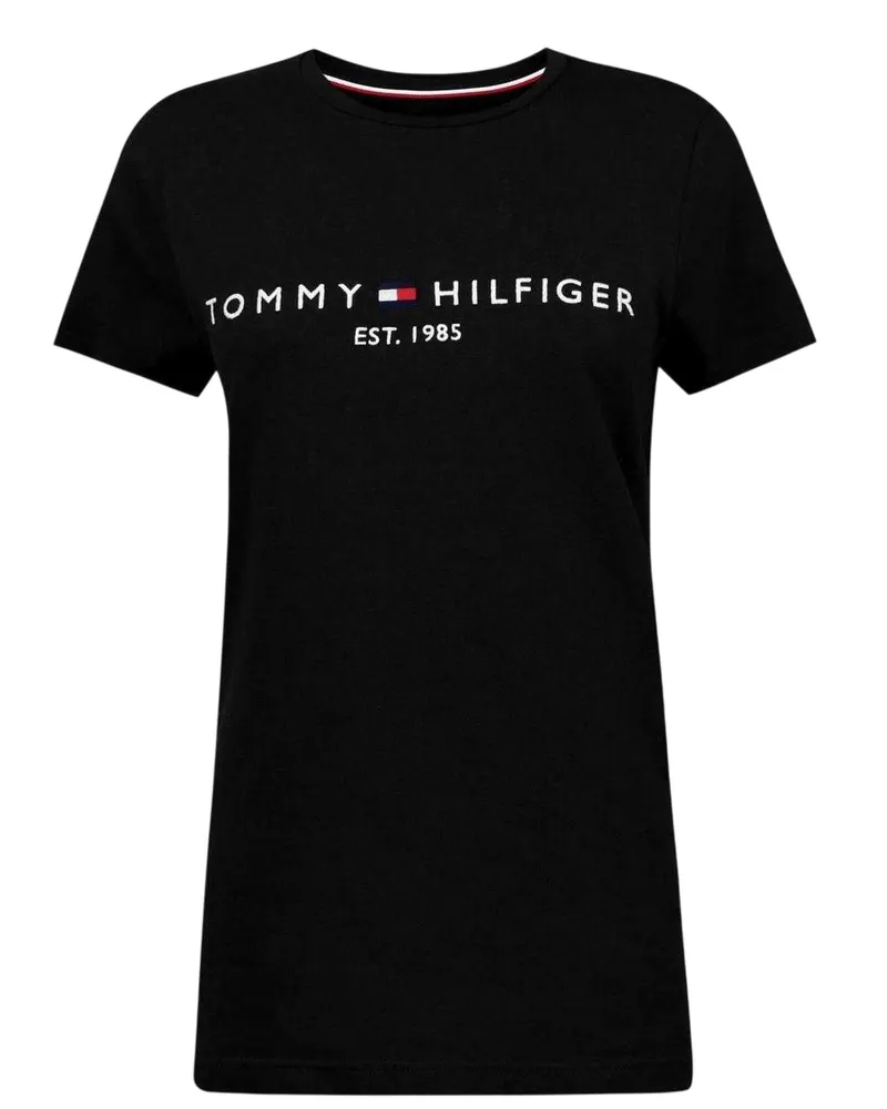 Tommy Hilfiger T-Shirt für Damen, Rundhalsausschnitt (Schwarz Schwarz