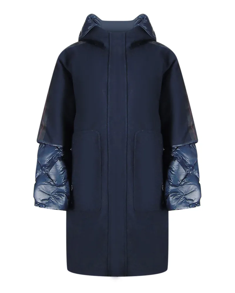 Parajumpers Joy Marineblaue, ubergrose, lange Daunenjacke mit Kapuze Blau