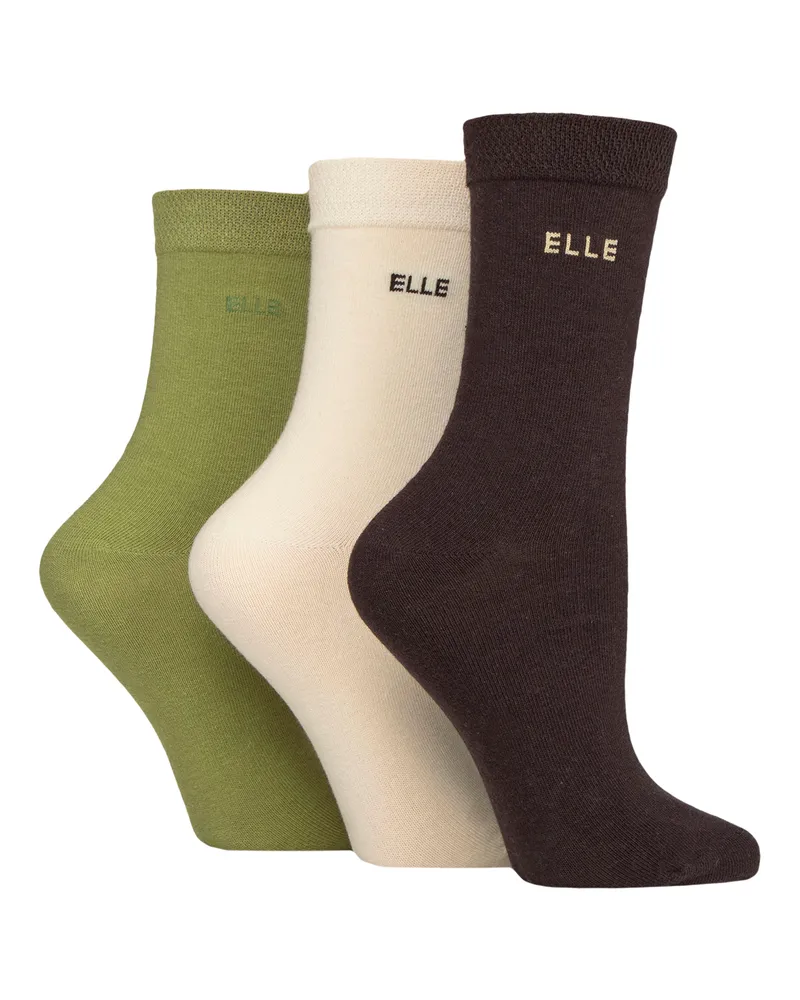 Elle 3er‑Pack Baumwollsocken für Damen, weich und atmungsaktiv - Grün Grün