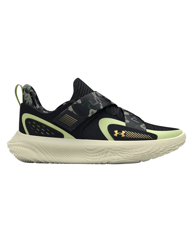 Under Armour Flow Futr X 4" Tarnmuster Basketball Schuhe für Herren, Leder, Runder Zeh (Schwarz Schwarz