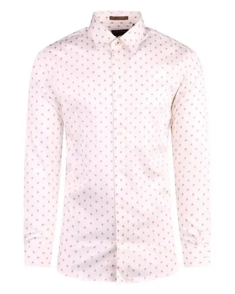 Ted Baker Area Herren weiße geometrische Druckhemd Weiß