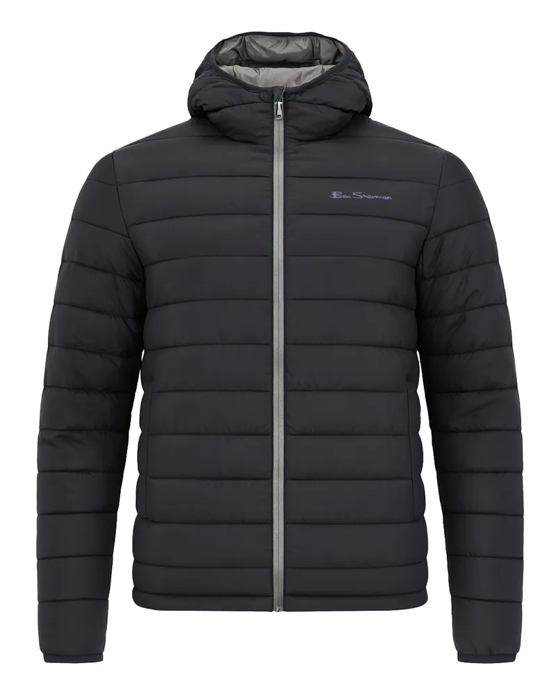 Ben Sherman Signature gefütterte Herrenjacke, gesteppte Polsterung - Schwarz Schwarz