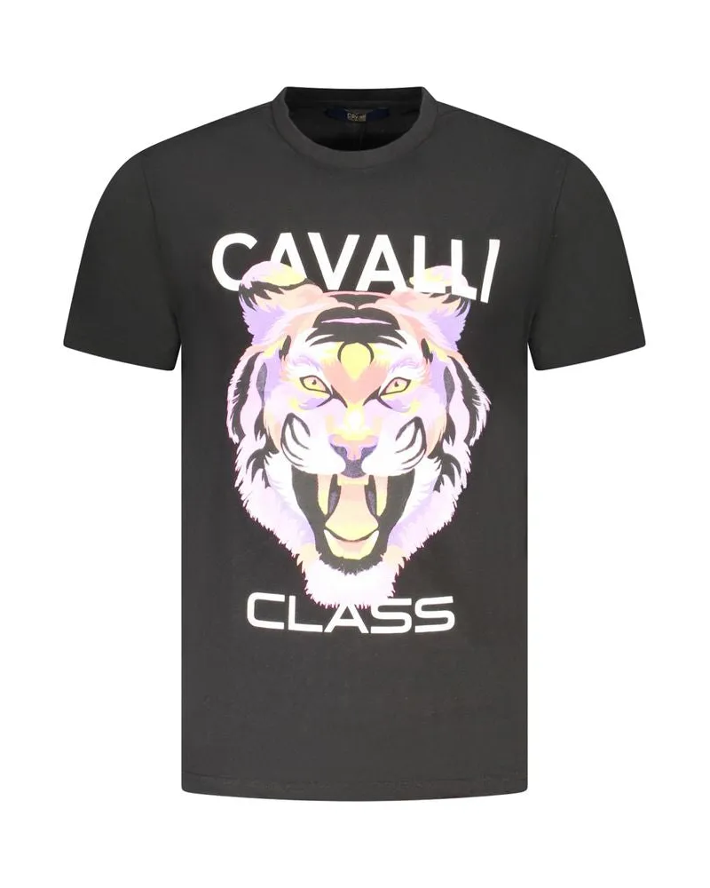 Roberto Cavalli Nero Baumwoll-Herren-T-Shirt Schwarz