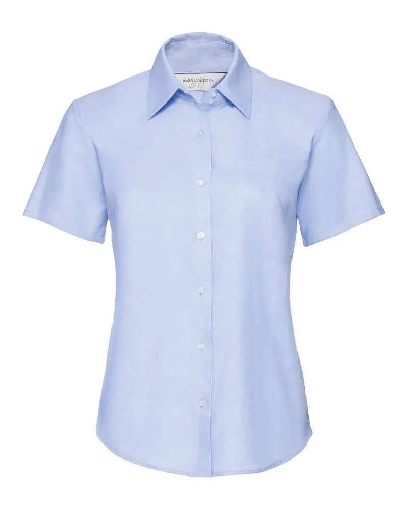 Russell Athletic Russell Collection Easy Care Oxford Bluse, Kurzarm (Oxford Blau Blau