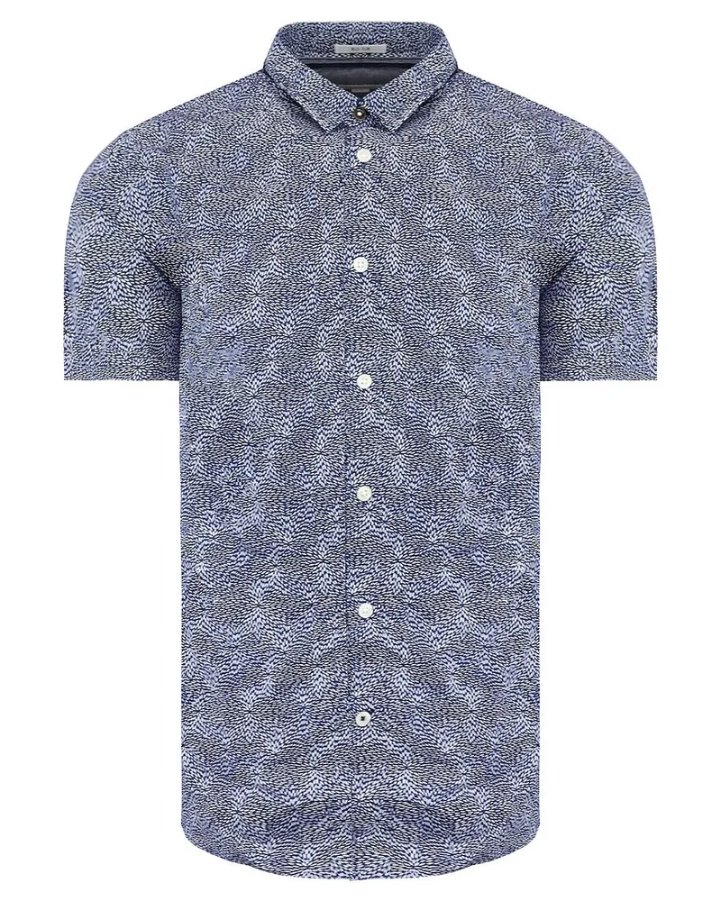 Pepe Jeans Steve Slim Fit Kurzschlämgedruckte blaue weiße Männer Hemd PM305850 0AA Blau