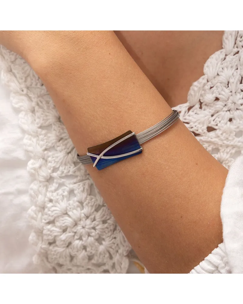 ZEEme Stainless Steel Armband Edelstahl mit Titan mehrfarbig 17+3cm lang Silber