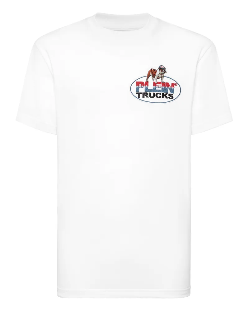 Philipp Plein Round Neck T-Shirt Plein Trucks Bulldog Weiß