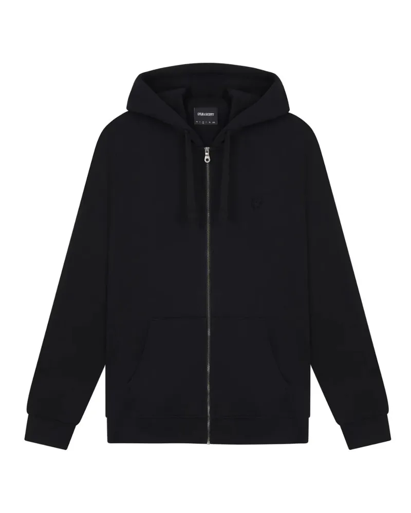 Lyle & Scott Tonal Eagle Jet Black Kapuzenpullover Mit Durchgehendem Reißverschluss Schwarz