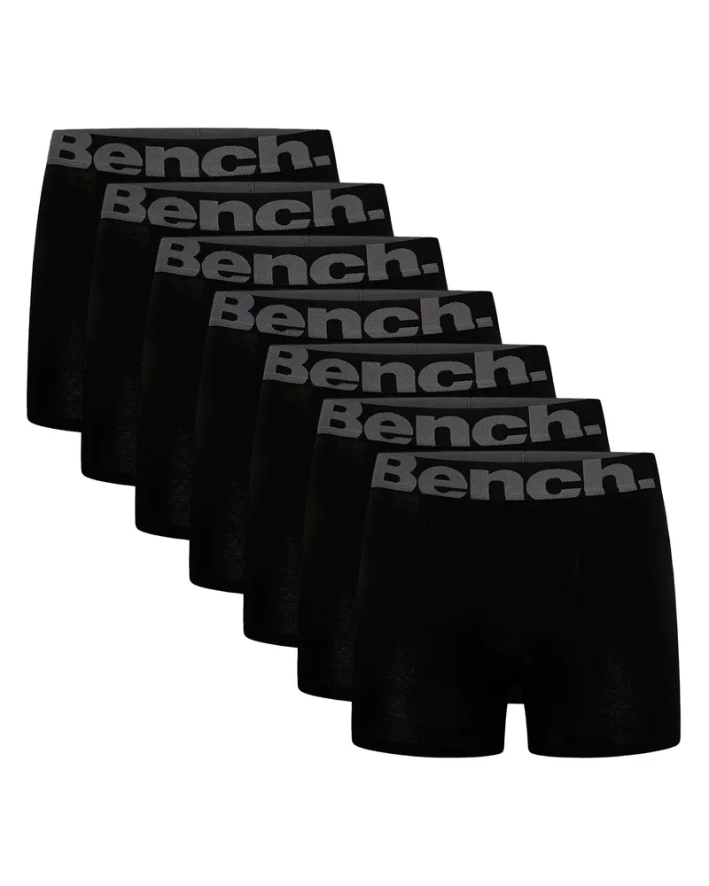 Bench 7er Pack Herren Baumwoll-Boxershorts - Suttonia Kollektion Schwarz